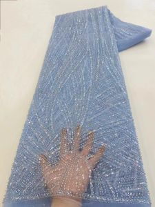 African Sequins Lace Mesh Fabric 2022 Fabricación francesa de alta calidad 3D Fabrica de encaje de boda nigeriana para costura de bodas