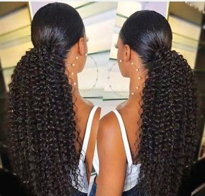 Afro Culry Ponytail Kinky Curly Buns Cheap Chignon Cepillo de cabello Virgin Uman Central en Bun For Black Women