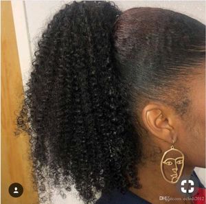 Afro kinky curly drawstring Brazilian ponytail hair for black women wraps natural soft kinky curly ponytail hairpiece natural black 1b