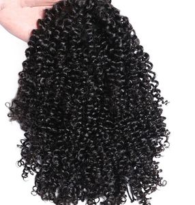 Afro Kinky Curly Extensiones de cabello de cola de caballo de cabello humano 4B 4C Coily Natural Remy Curly Clip en extensión de cola de caballo 120 g / pieza para mujeres negras