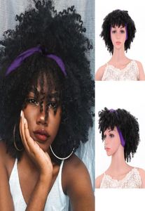 Afro Kinky Curly Synthetic Dadband Wig Simulation Cabello humano Perruques de Cheveux Humains Pelucas Wigs JS2301911052