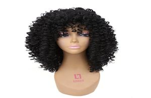 Afro Kinky Curly Wig Hair Noir Black African American Synthetic Wigs for Women Percucas para Mulheres Negras8701688