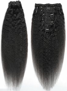 afro crépus cheveux raides non transformés clip dans les extensions de cheveux 120 grammes cheveux humains mongols afro-américain remy clips noirs naturels9774895