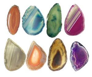 Dessous de verre en tranches d'agate brésilienne, pierres précieuses brutes, ornement en cristal, décoration de maison, perle d'alagate colorée naturelle, Quartz poli 4441826