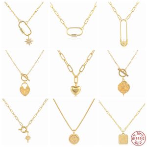 Aide 925 collares de plata esterlina con pasador de seguridad para mujer, collar con colgante de corazón con clip de papel de lujo, regalo de San Valentín para ella