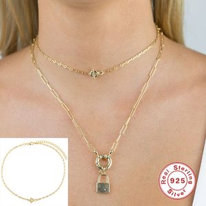 Aide Real 925 collier en argent Sterling Ins minimaliste mot Ot boucle collier pour femmes Fine Bijoux chaîne Bijoux Q0531