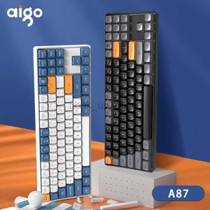 Aigo A87 clavier mécanique de jeu 2.4G sans fil USB type-c filaire commutateur bleu 89 touches clavier de joueur Rechargeable échange à chaud HKD230808