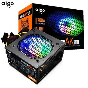 Aigo AK 700W PC PSU unité d'alimentation noir Gaming silencieux 120mm RGB ventilateur 24pin 12V ATX ordinateur de bureau alimentation pour BTC 240307