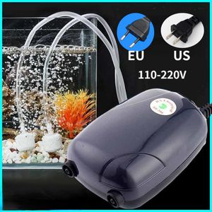 Pompes à Air Accessoires Aquarium Pompe Fish Tank Mini Compresseur Simple Double Sortie avec Check Tube Aquatique 220V 3W 5W 230620