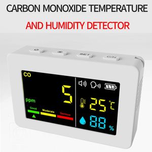 Témètre de qualité de l'air 3in1 Témoiteur et d'humidité Testeur de carbone Détecteur de carbone Alarme vocale et quantité électrique Affichage 240423