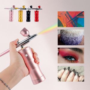 Suministros para tatuajes con aerógrafo Foreverlily Mini Kit de compresor de aire Aerógrafo Pistola de pintura con aerógrafo Aerógrafo para Nail Art Tattoo Craft Cake Face Nano Fog Mist Sprayer 230612