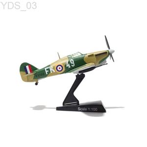 Modelo de avión a escala 1/100 de la Segunda Guerra Mundial, Reino Unido, huracán MKII, avión de combate, modelo de juguete, juguetes para niños adultos para exhibir colecciones de espectáculos YQ240401