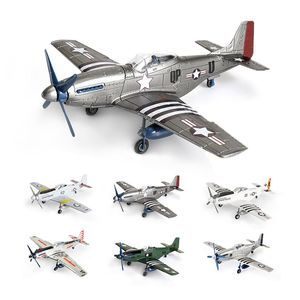 Aircraft Modle 148 MUSTANG P-51D Fighter 4D Assemble Model American WWII P51 Airplane Glue-Free 6 Color Separation Quick Imposition Toy 230602