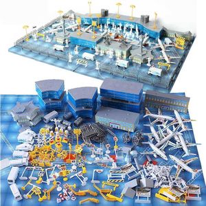Aircraft Modle 200Pcs Aircraft Airports Model Toy Figures Plastic Vechile Airplane Playset Airport Assembled Toys for Children Kids Boys GiftL231114