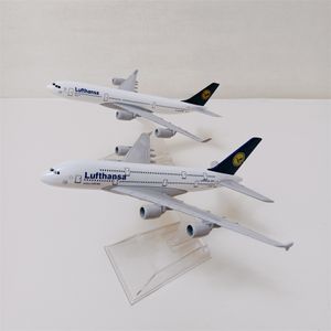 Modèle d'avion Air Germany Lufthansa Airbus 340 380 A340 A380 Airlines 1/400 échelle moulé sous pression modèle d'avion avion jouets en alliage métal 16 cm 230426