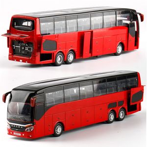 Aircraft Modle Produit de haute qualité 1 32 ALLIAG TRACK BACK BUS Modèle Imitation High Double Sightseeing Flash Toy Vehicle 230710