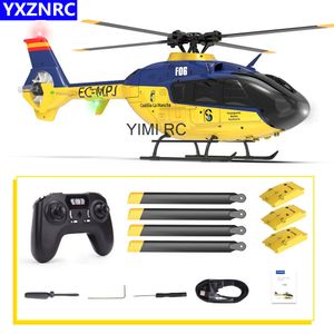 Modelo de avión YXZNRC F06 EC135 2.4G 6CH RC Helicóptero RTF Direct Drive Dual Brushless One Key 3D Roll Flybarless 1/36 Escala 230616