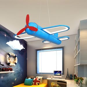Lustre moderne lampes suspendues avion forme lustres dessin animé garçon créatif combattant lampe suspendue LED chambre d'enfant chambre