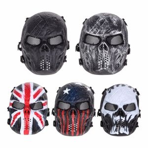 Airsoft Paintball Party Mask Skull Full Face Mask Army Games Army Outdoor Mesh Eye Shield Costume pour Halloween Party Supplies Y2206Y