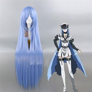 Akame Ga KILL Esdeath Peluca de cosplay 100 cm pelo largo y liso azul 2403