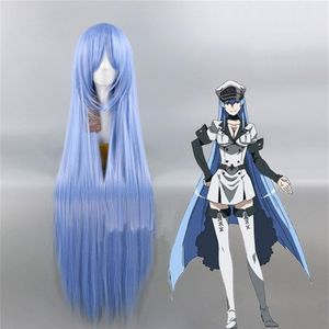 Akame Ga KILL Esdeath Cosplay perruque 100 cm bleu cheveux longs raides 2704