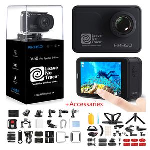 AKASO V50 Pro SE Cámara de acción Pantalla táctil Cámara deportiva Fondo de acceso Edición especial 4K Cámara impermeable WiFi Control remoto 210319