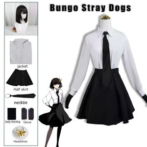 Akiko Yosano Cosplay Bungo chiens errants Costumes Sexy fou uniforme chemise jupe cravate perruque gant bas Costume pour femmes Comiket