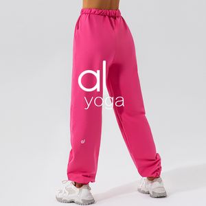 AL Pantalon de yoga pour femme en tissu fin, taille ample, cordon de serrage, pantalon de survêtement sur toute la longueur, pantalon de sport de danse de rue, vêtements de sport décontractés, pantalon lanterne de gymnastique, pantalon de jogging