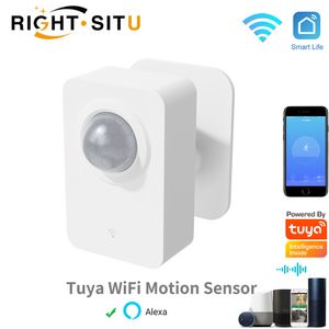 Accessoires d'alarme Tuya PIR Motion Sensor WiFi pour Smart Life Détecteur de système de sécurité à détection passive infrarouge Travail à distance avec Alexa 230428