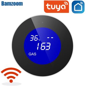 Alarm Accessories Tuya Wifi Smart Natural Gas Sensor With temperature function Combustible Leak Detector LCD Display Life App 230727