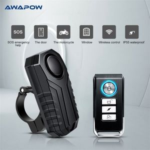 Systèmes d'alarme Awapow Anti Vol Vélo 113dB Vibration Télécommande Étanche Avec Clip Fixe Moto Vélo Système De Sécurité 221025