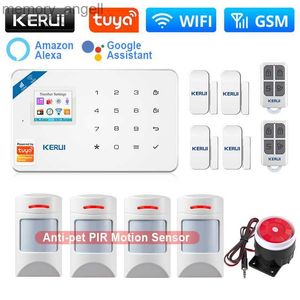 Sistemi di allarme KERUI W181 Sistema di allarme Kit per la casa WIFI GSM Tuya Smart House Supporto Alexa Sensore di movimento anti-animale domestico Sensore porta 120DB Sirena Remota YQ230927