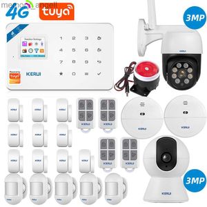 Alarmsystemen KERUI W184 Tuya 4g Smart Life 433mhz draadloze thuisbeveiligingsapparatuur 4G alarm Ingebouwde sirene met deurbewegingssensor YQ230927