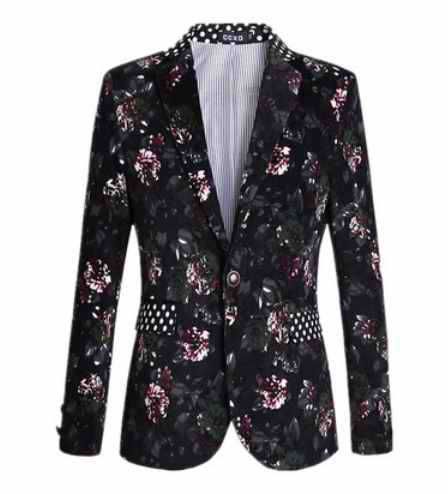 Wholesale-Flower suit male plus size plus size blazer male autumn slim blazer men's clothing outerwear