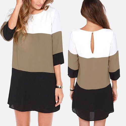 Wholesale-2015 Plus Size Women Casual Dresses Fashion Clothes Female Ladies Formal Elegant Summer Loose Chiffon Dress Vestidos Vestido