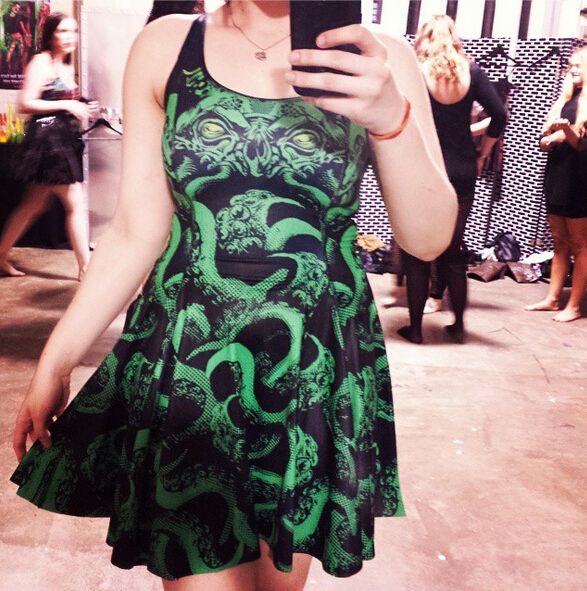 Wholesale-EAST KNITTING BL-483 New 2015 Fashion Sexy Women Dress CTHULHU 3d Print Dresses Tank Summer Casual Dress