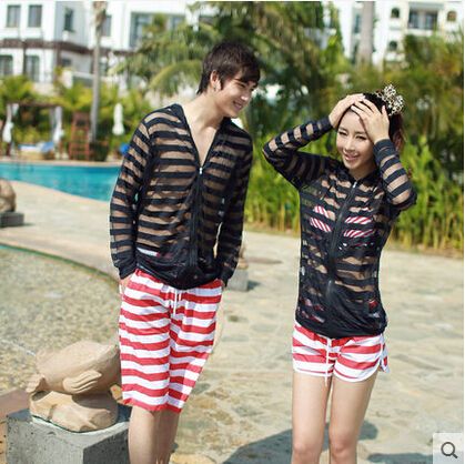 Wholesale-FASHION 2015 Slim spring autumn couples stripe loose cardigan bask clothes