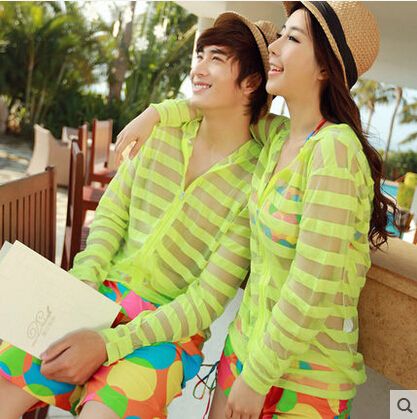 Wholesale-FASHION 2015 Slim spring autumn couples stripe loose cardigan bask clothes