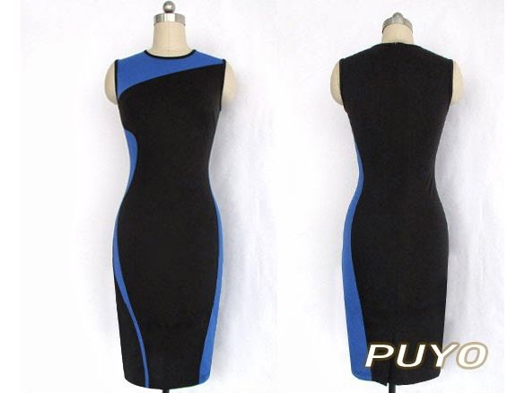 Wholesale-2015 Fashion Women Elegant Vintage Geometry sleeveless bandage dress, O-Neck Bodycon Party Evening Slim pencil Dress 19768