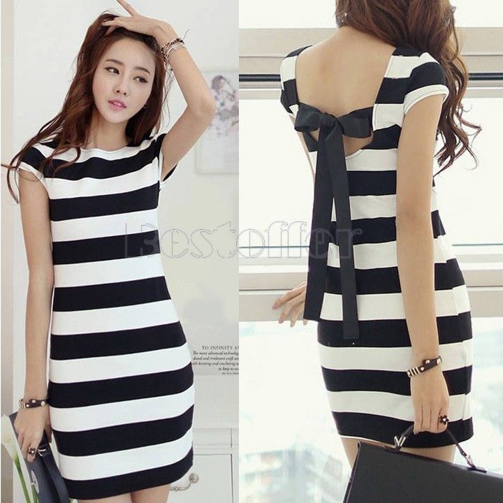 Wholesale-2015 new Sexy&amp;Club Women O-Neck backless black white Color Patchwork Package Hip bodycon Dress 31