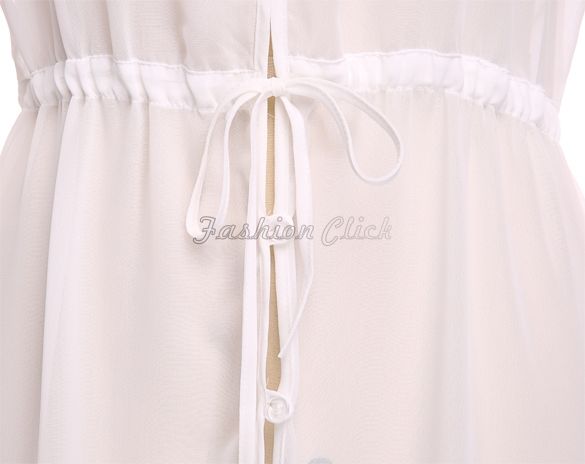 Wholesale-2015 Women Beach Cover Up Long Sleeve Loose Bathing Suit Cover Ups Ankle Length Long Beach Dress Sheer Vintage Swimsuit FC5324