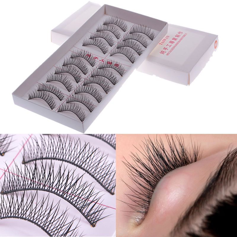 Wholesale-10 Pair Natural Black Long False Eyelashes Eye Lash Makeup 63# 54544