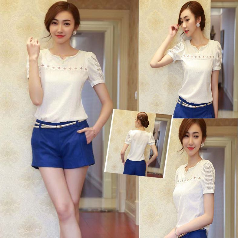 Wholesale-2015 Fashion Women Lace Short Sleeve V Neck Blusas Doll Chiffon Blouse, Regular Women Tops Roupas Femininas Plus Size Anne
Wholesale-2015 Fashion Women Lace Short Sleeve V Neck Blusas Doll Chiffon Blouse, Regular Women Tops Roupas Femininas Plus Size Anne