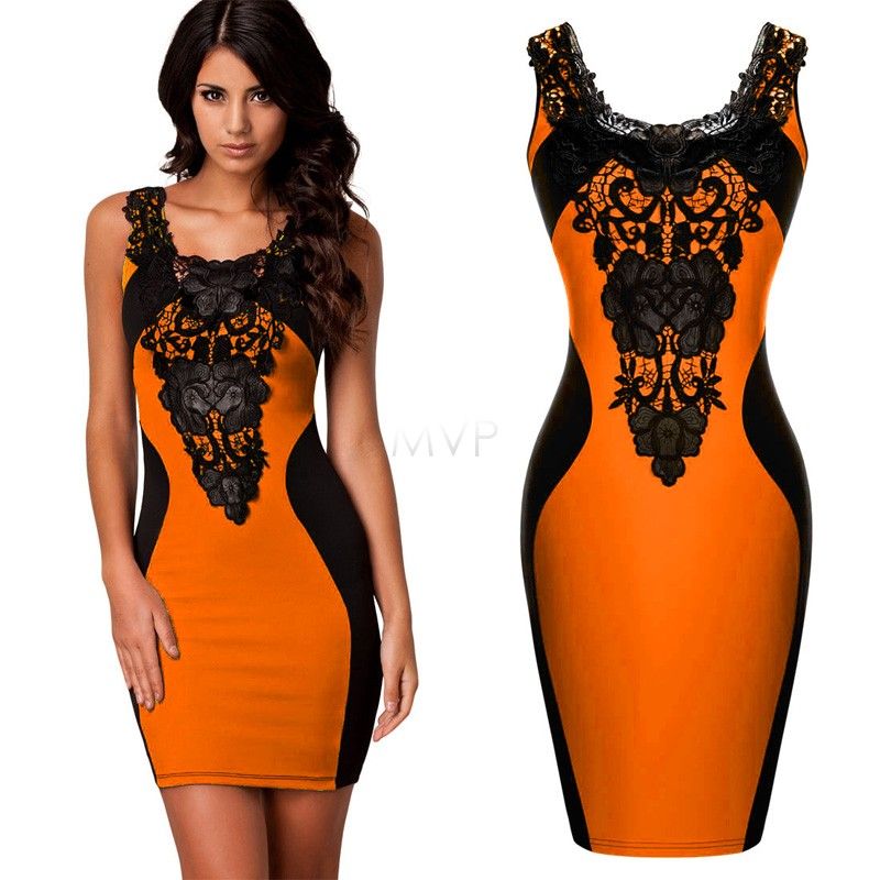 Wholesale-lace Crochet Embroidery Bandage Dress 2015 New Women Elegant Bodycon Dresses Patchwork Autumn Casual Dress 31