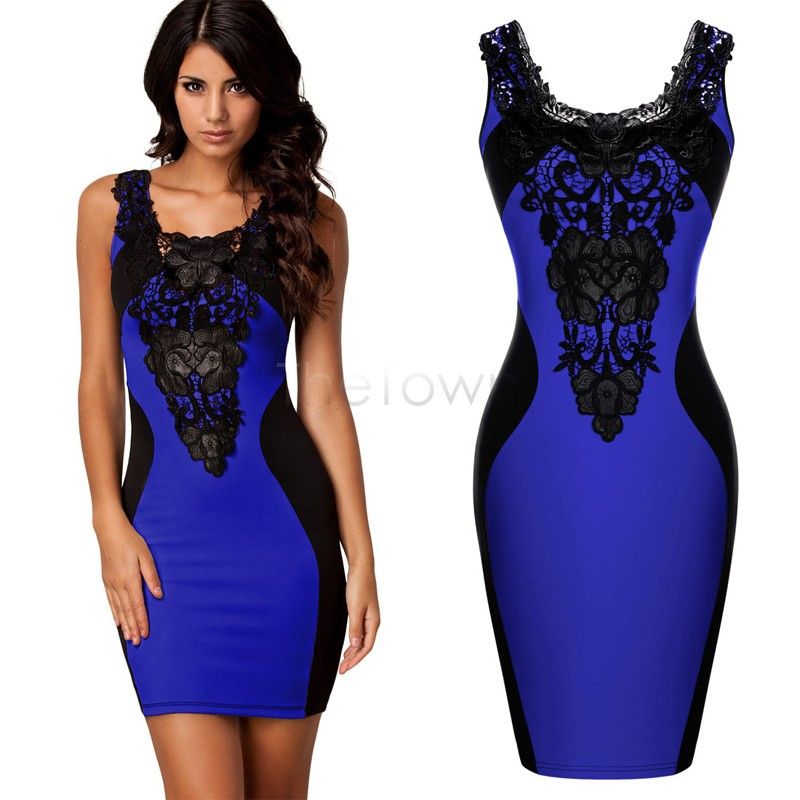 Wholesale-Bandage Dress 2016 New Arrival Women Elegant Embroidery Bodycon Dresses sexy Patchwork Autumn Casual Dress 31
