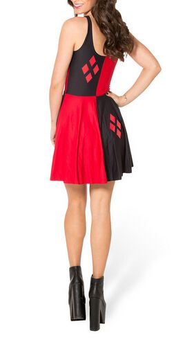 Wholesale-EAST KNITTING Fashion BL-518 2015 Women Casual Digital Print Pleated Dress HARLEY QUINN Reversible Skater Dress Plus Size