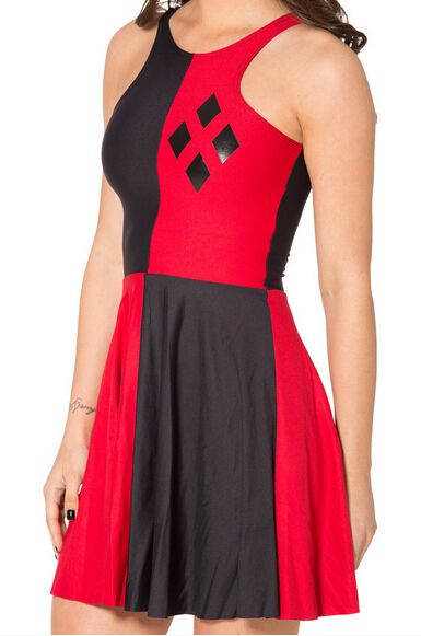 Wholesale-EAST KNITTING Fashion BL-518 2015 Women Casual Digital Print Pleated Dress HARLEY QUINN Reversible Skater Dress Plus Size