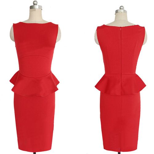 Wholesale-2015 new summer women midi dress work wear peplum dress new fashion celebrities high street bodycon dresses