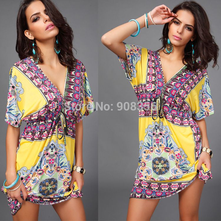 Wholesale-Plus Size L XL XXL Sexy Floral Printed Bohemian Dress Women Summer Dress 2015 New Women Beach Dress Sundress Vestidos C0641, Blue
Wholesale-Plus Size L XL XXL Sexy Floral Printed Bohemian Dress Women Summer Dress 2015 New Women Beach Dress Sundress Vestidos C0641, Blue