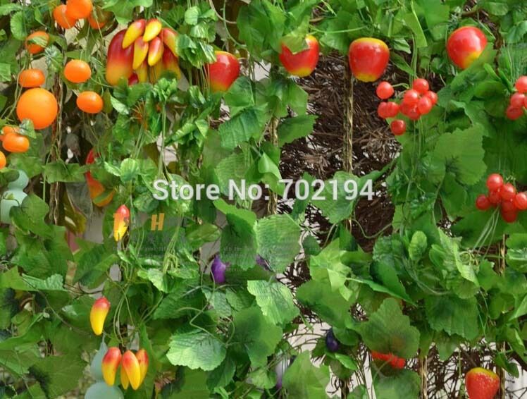 2017 Wholesale Fashion Artificial Fruit Vegetable Green Rattan Climbing